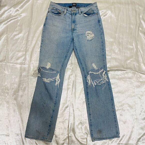 BDG Denim - BDG Womens Light Blue Washed Distressed Bootcut Jeans Size 28